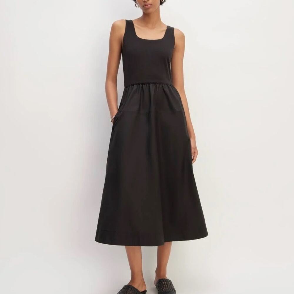 Everlane The Form Supima Riviera Stretch A-Line Tank Midi Dress Black XS NWT